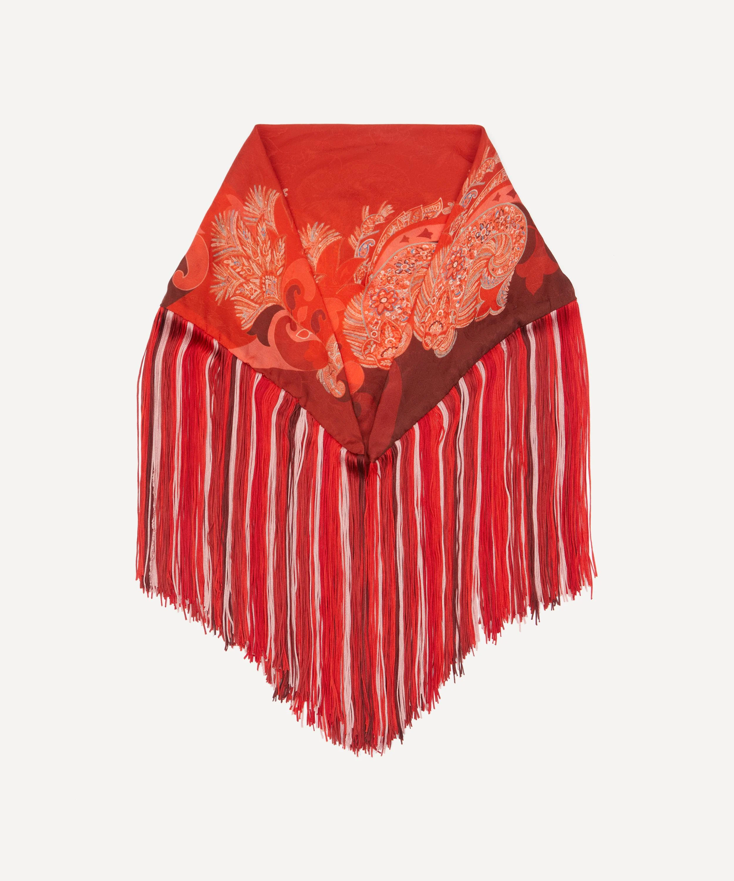 Printed Fringe Foulard Scarf - 1