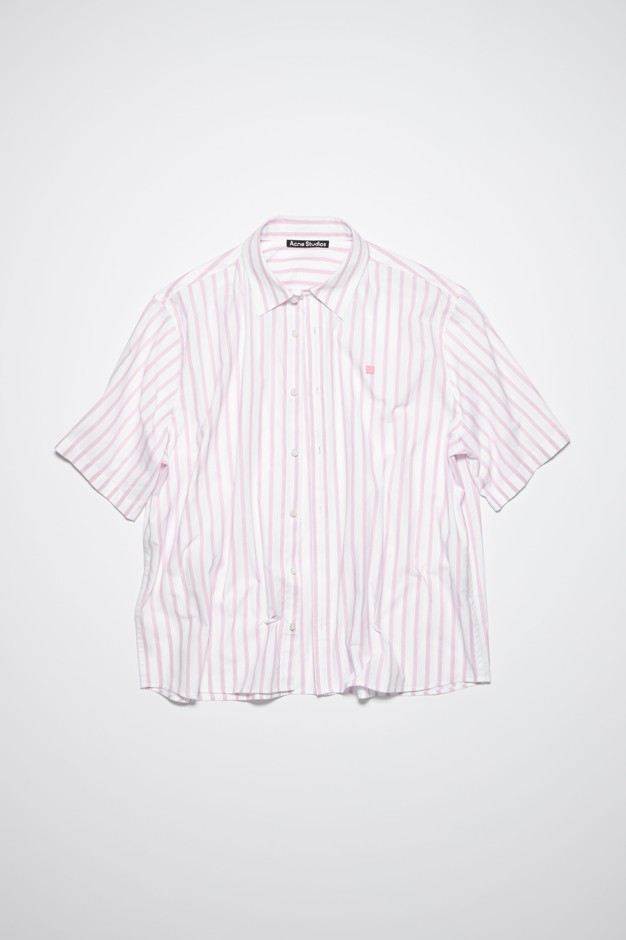 Short sleeve button-up shirt - White/Rose pink - 6