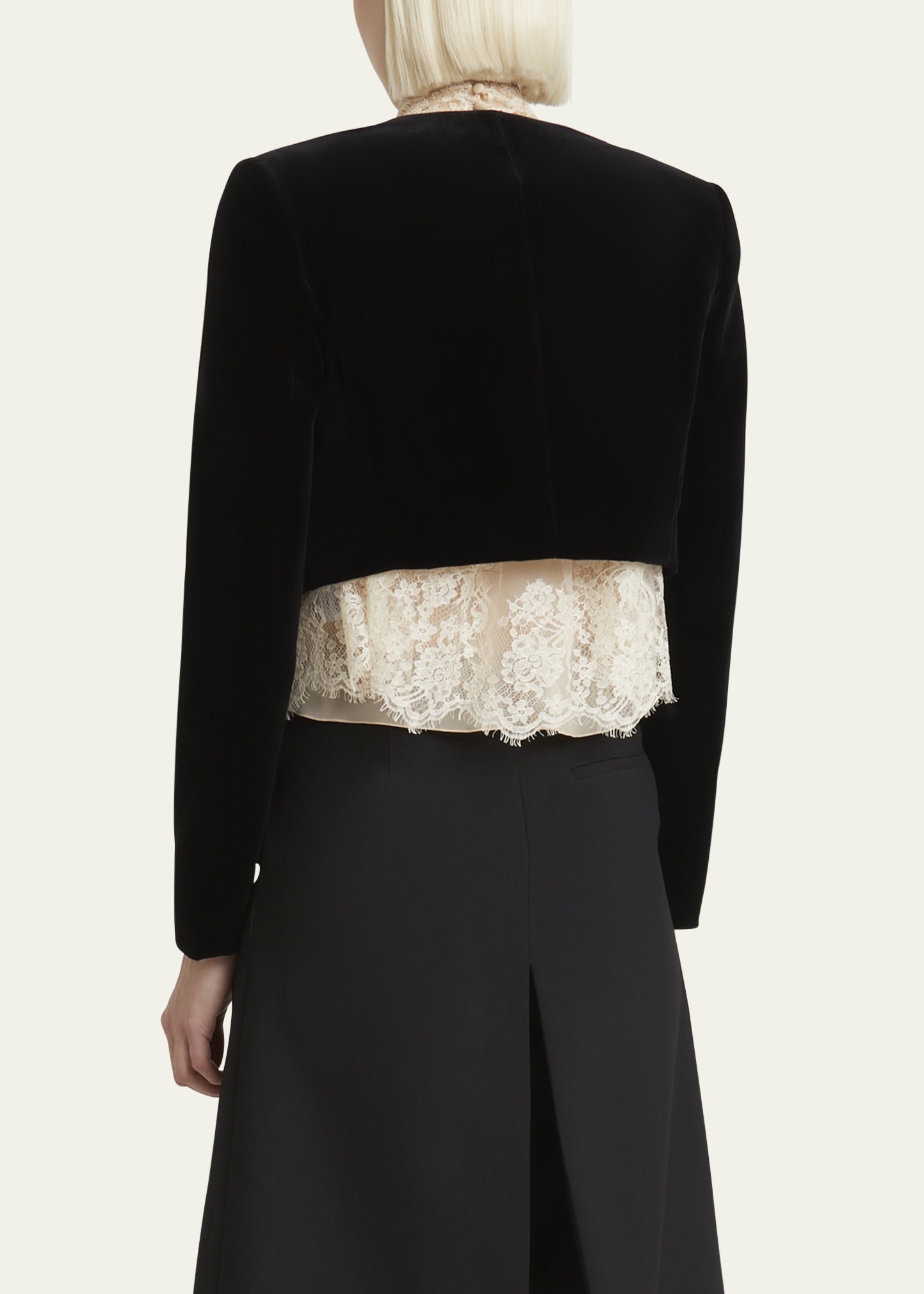 Scalloped Velvet Crop Jacket - 3
