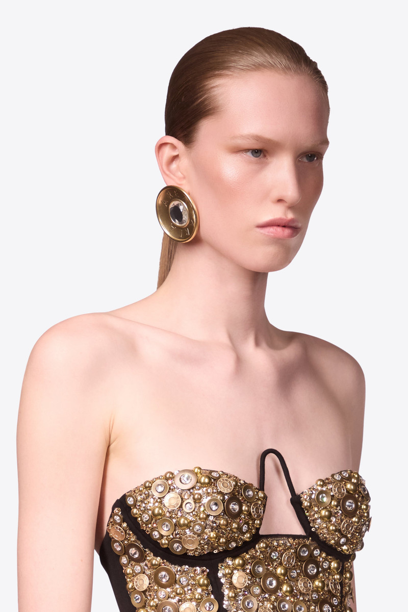 AREA CRYSTAL BUTTON STUD EARRINGS outlook