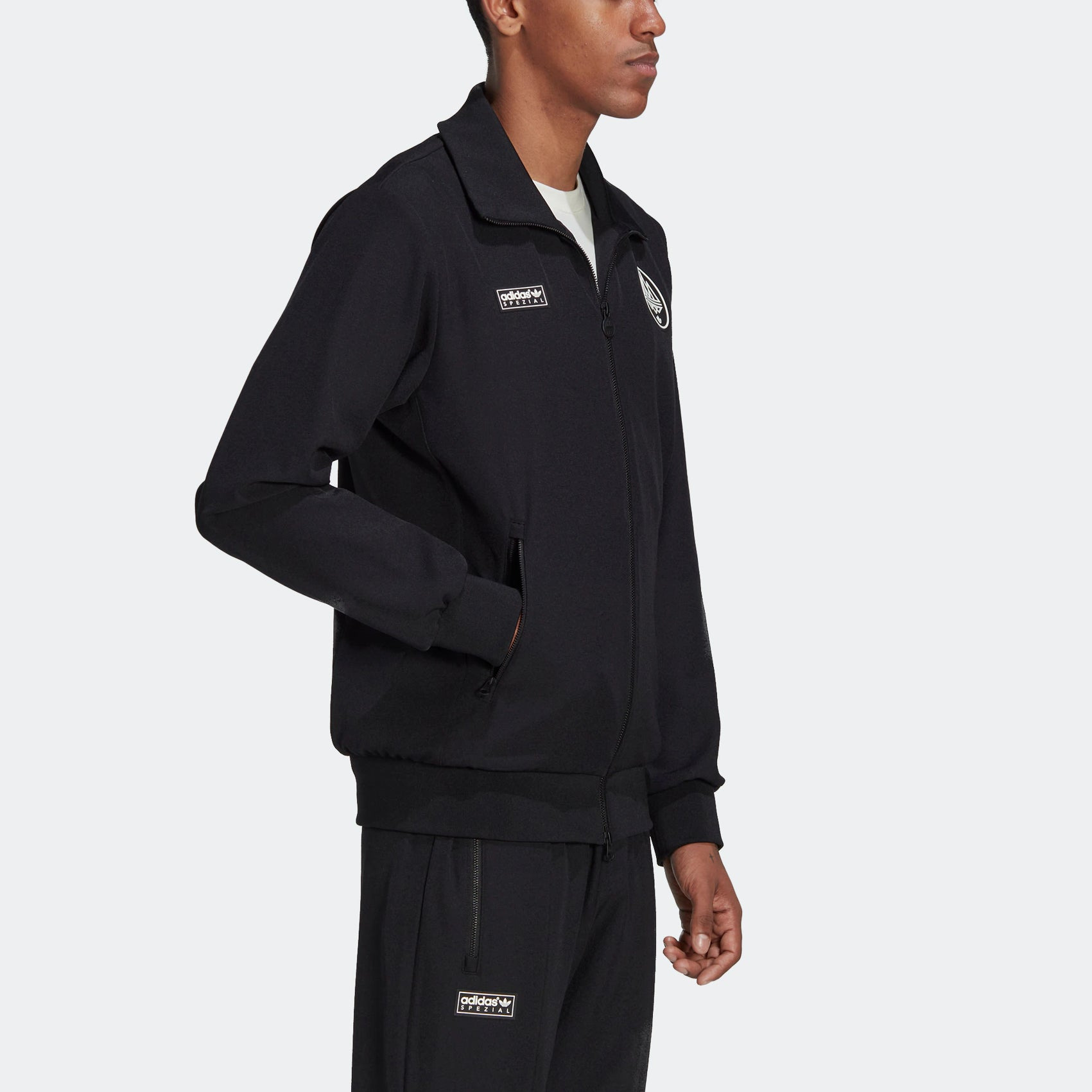 Men's adidas originals x Spezial Crossover Chest Brand Logo Stand Collar Sports Jacket Black HC0403 - 5