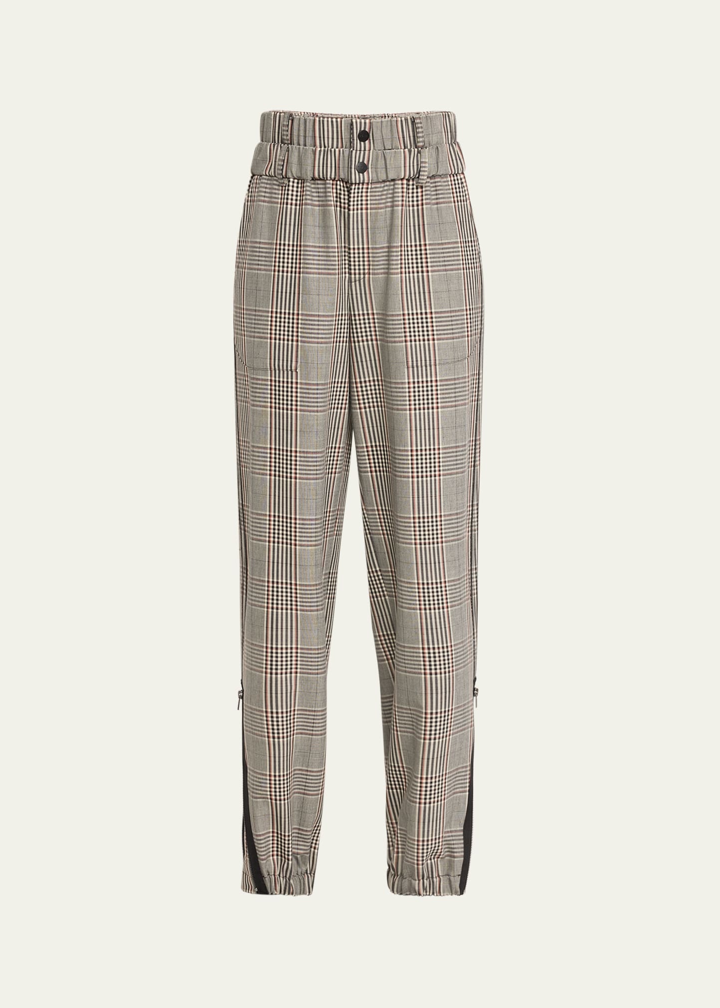 Plaid Double Waistband Wool Trousers - 1