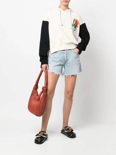 JW Anderson floral-embroidered contrast-sleeve hoodie outlook