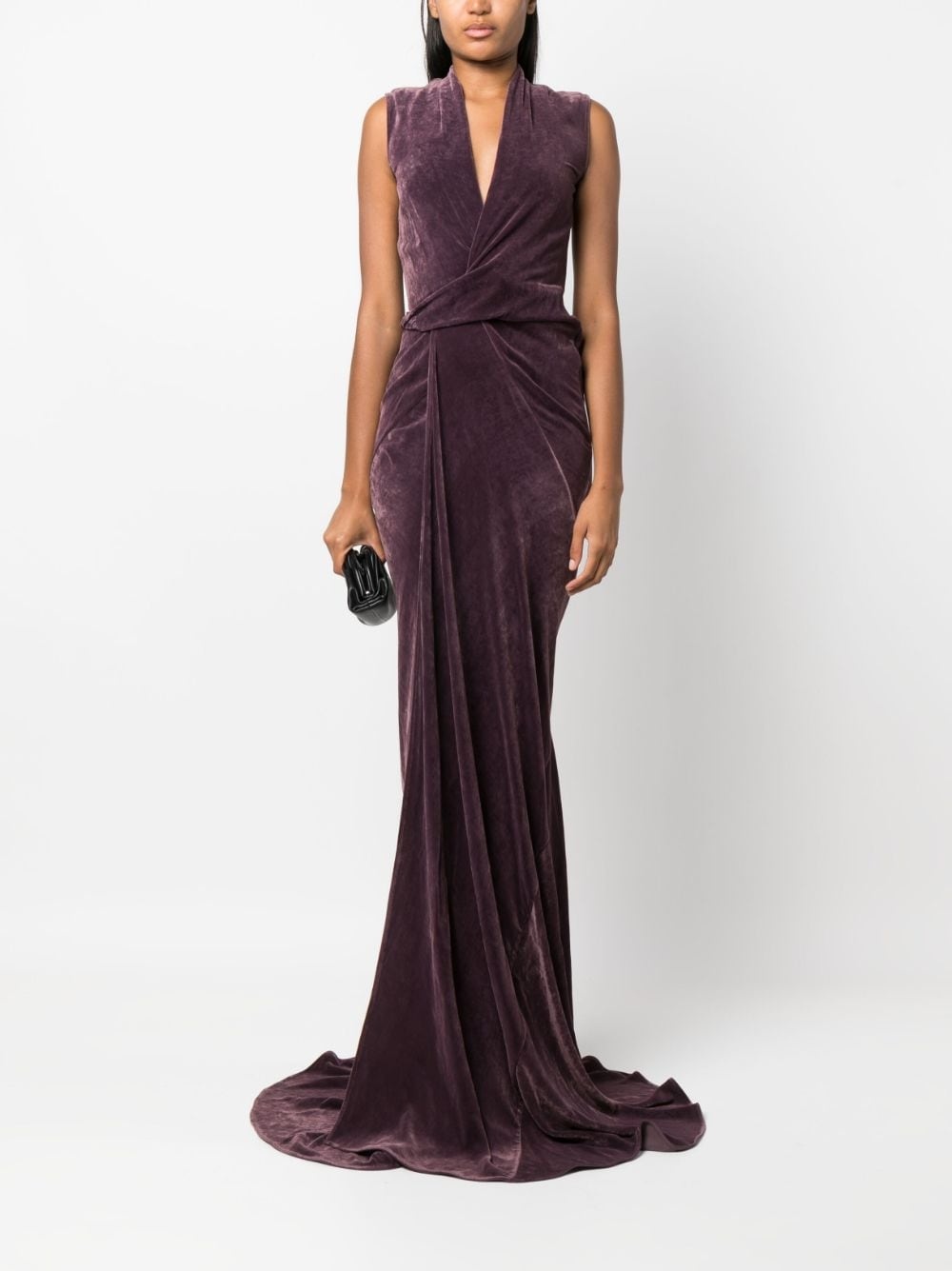 V-neck draped gown