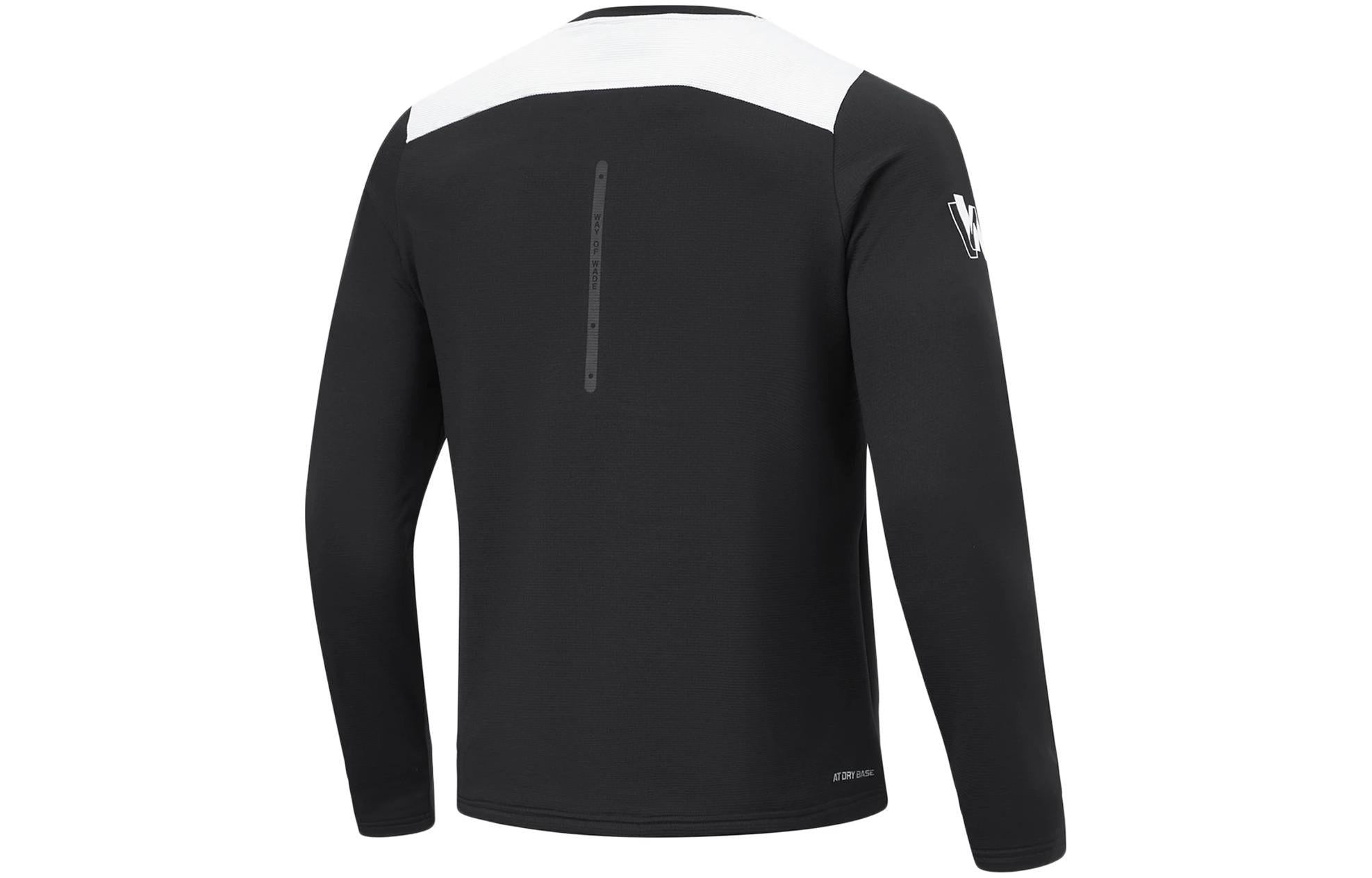 Li-Ning Way Of Wade Logo Warm Fleece Long Sleeve T-shirt 'Black White' ATLT109-1 - 2