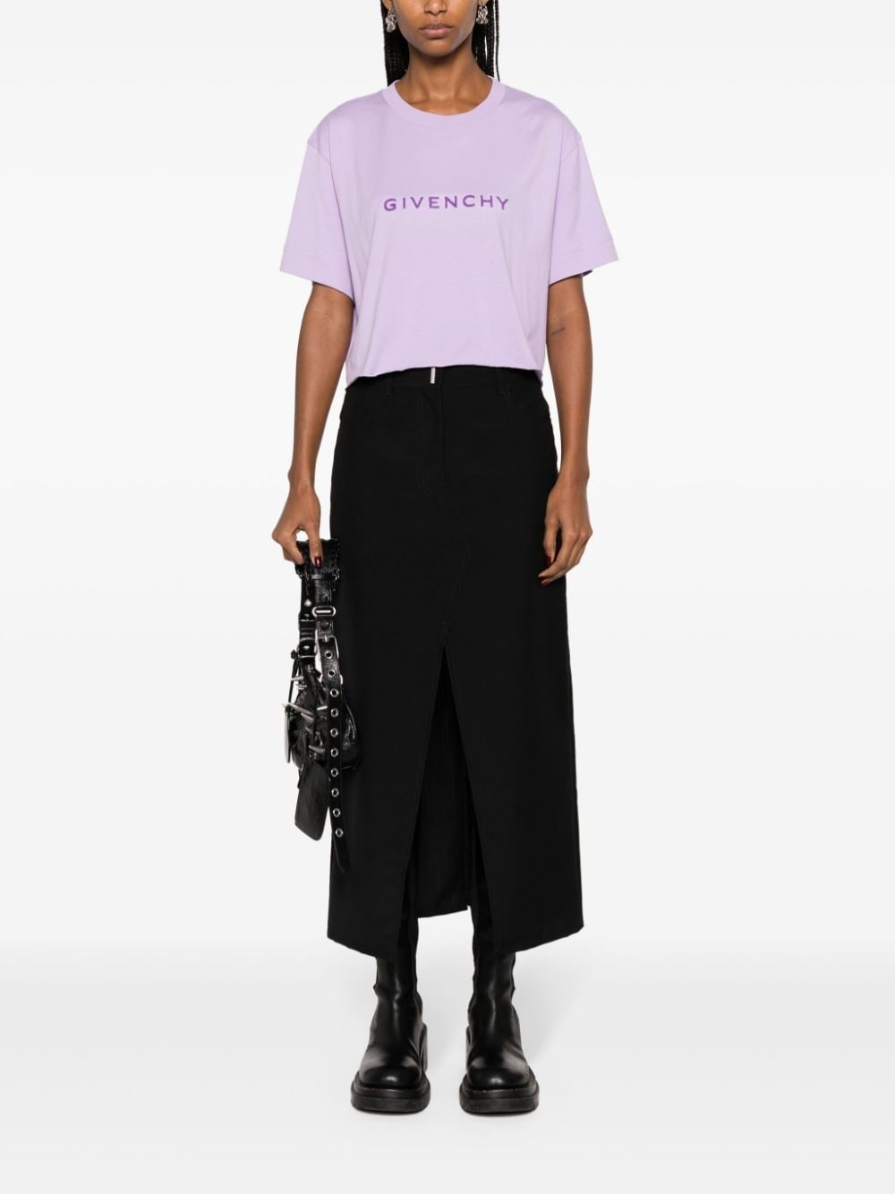 Givenchy Logo Cotton Cropped T Shirt - 3