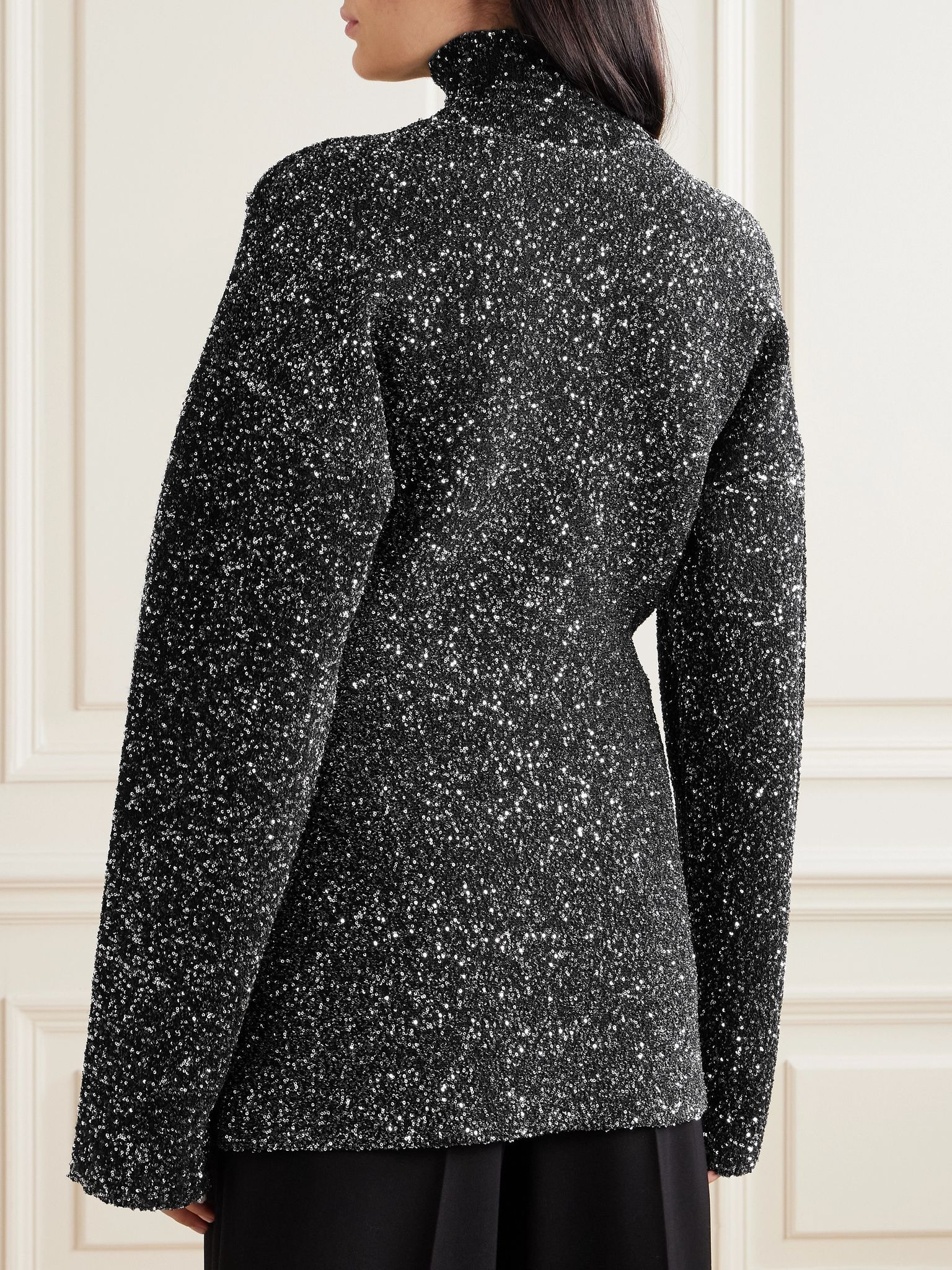 Sequined knitted turtleneck sweater Black - 3
