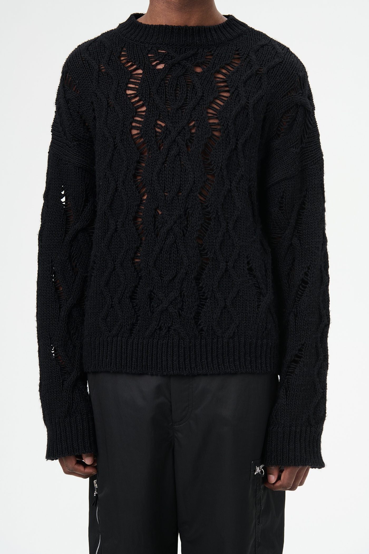 Cable Sonar Roundneck Black Fisherman Wool - 4