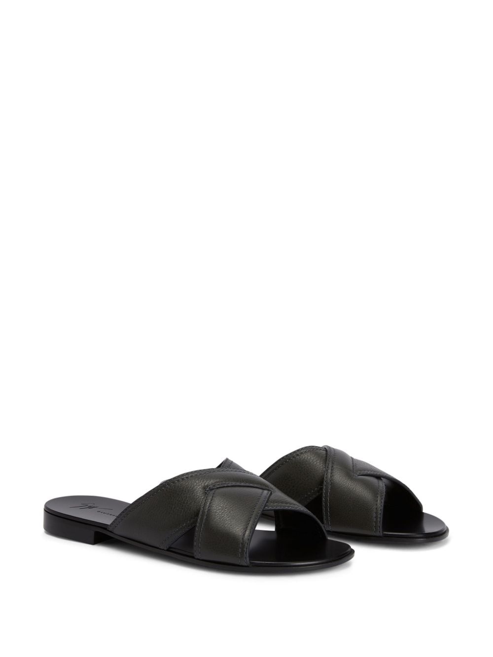 Flavio crossover-strap leather slides - 2