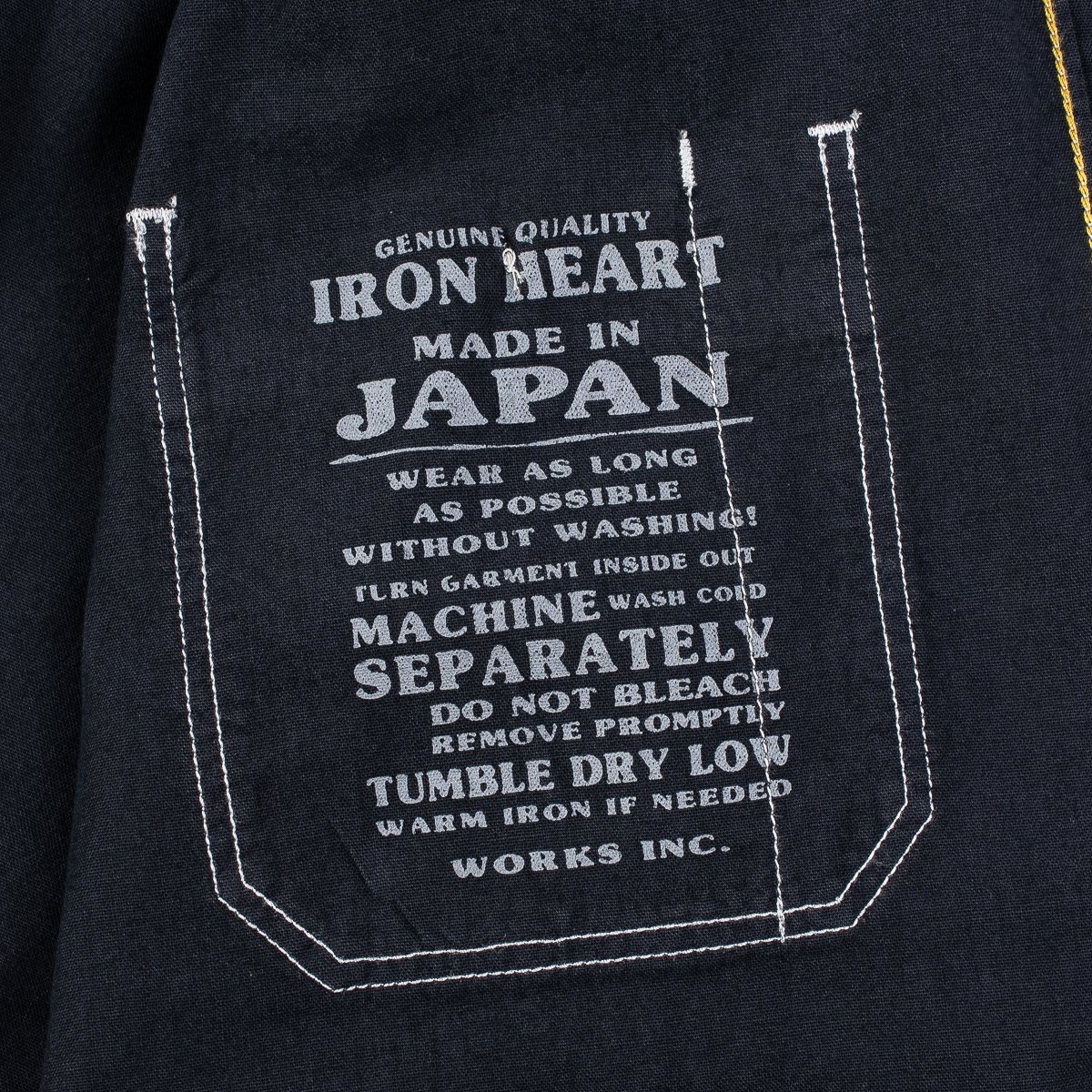 IHSH-285-OD 5.5oz Selvedge Chambray Short Sleeved Work Shirt - Indigo Overdyed Black - 10