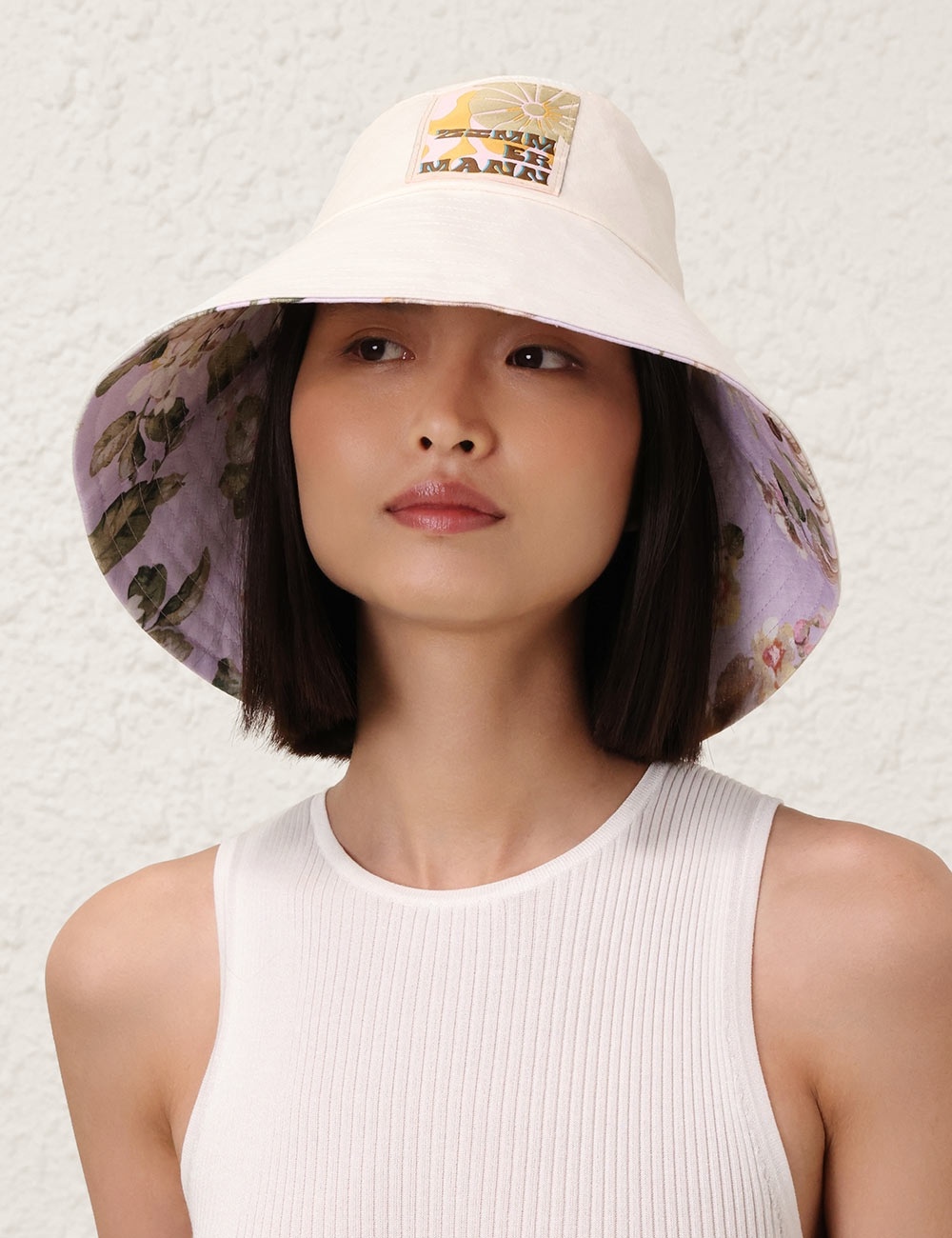PRINTED LONG BRIM BUCKET HAT - 8
