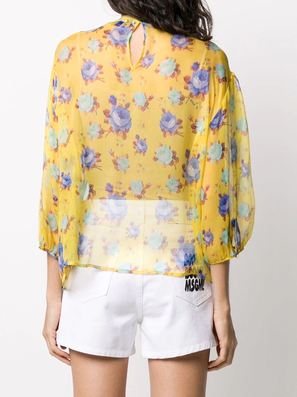 floral print silk blouse - 4