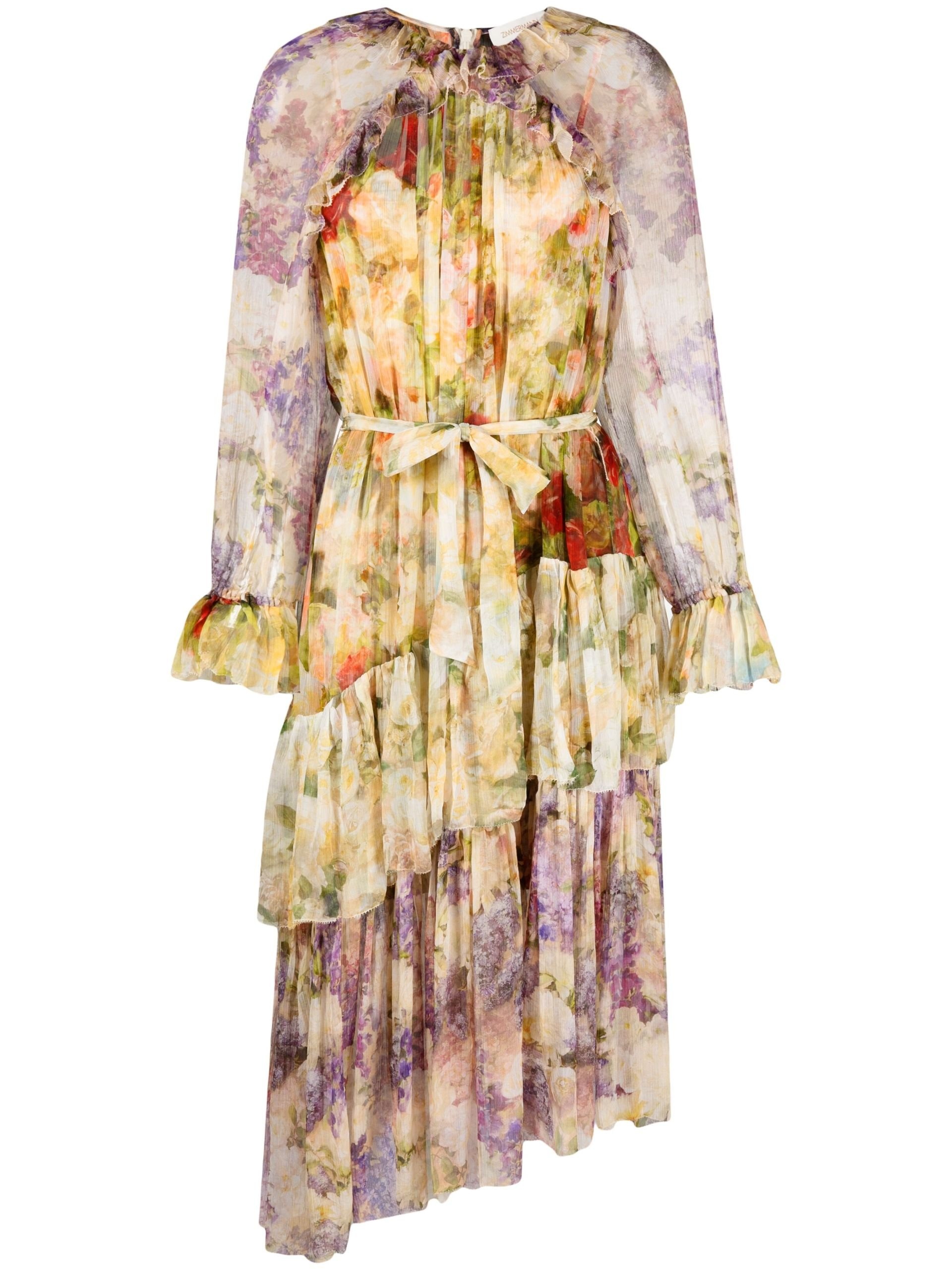 Neutral Luminosity Floral-Print Silk Midi Dress - 1