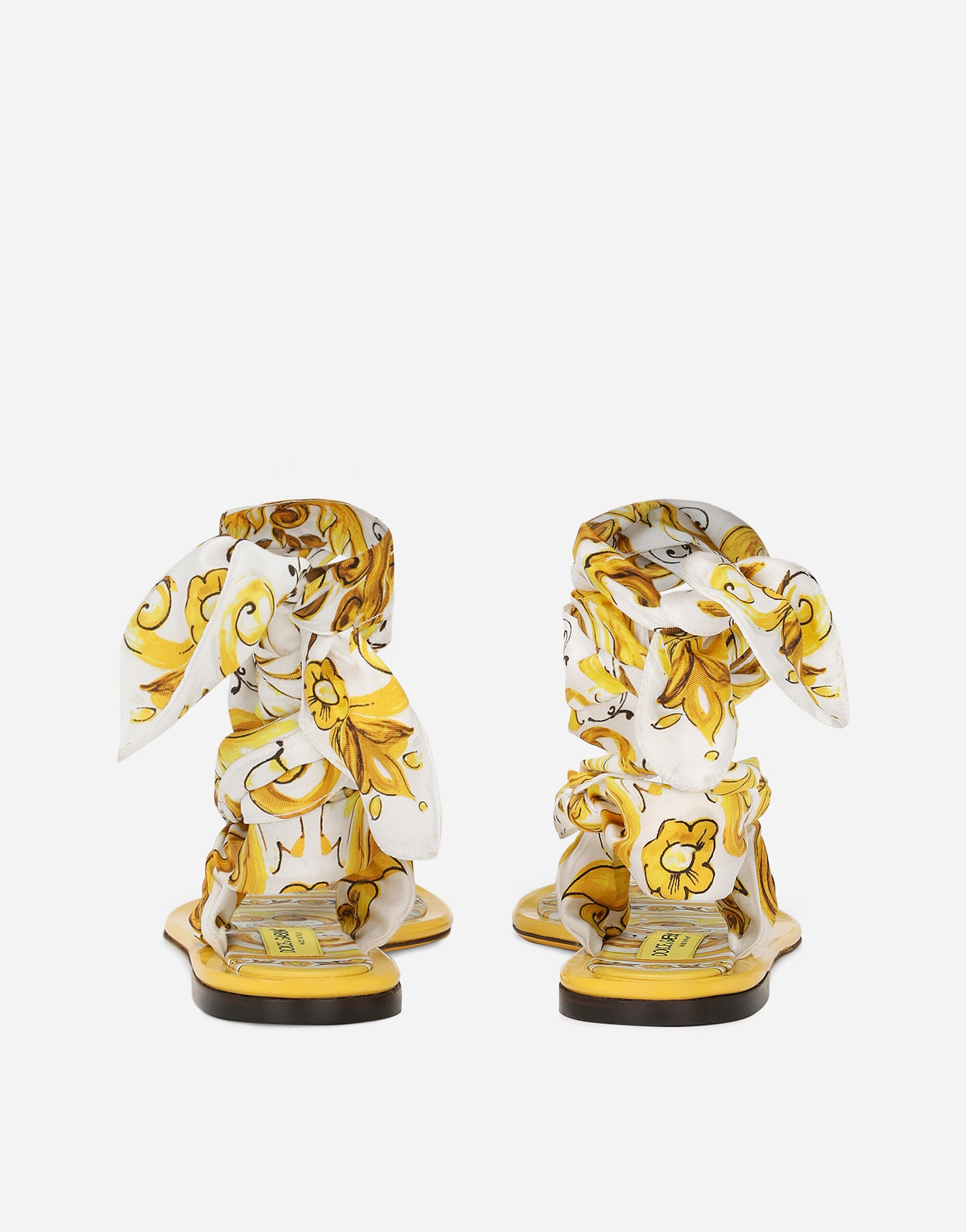 Printed silk twill thong sandals - 3
