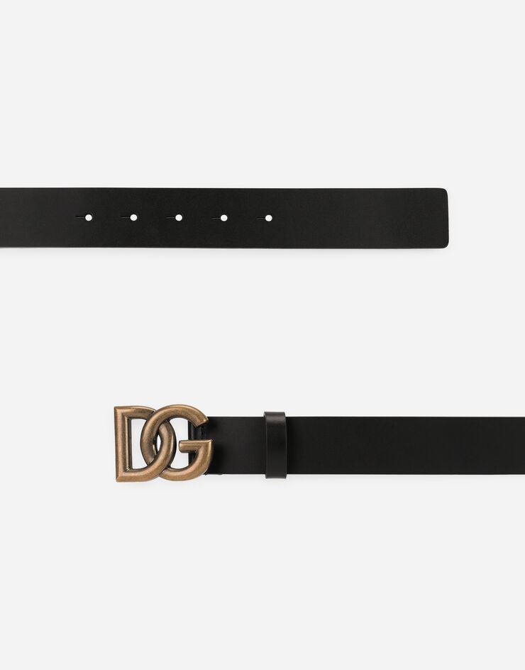 Lux leather belt with crossover DG logo buckle - 2
