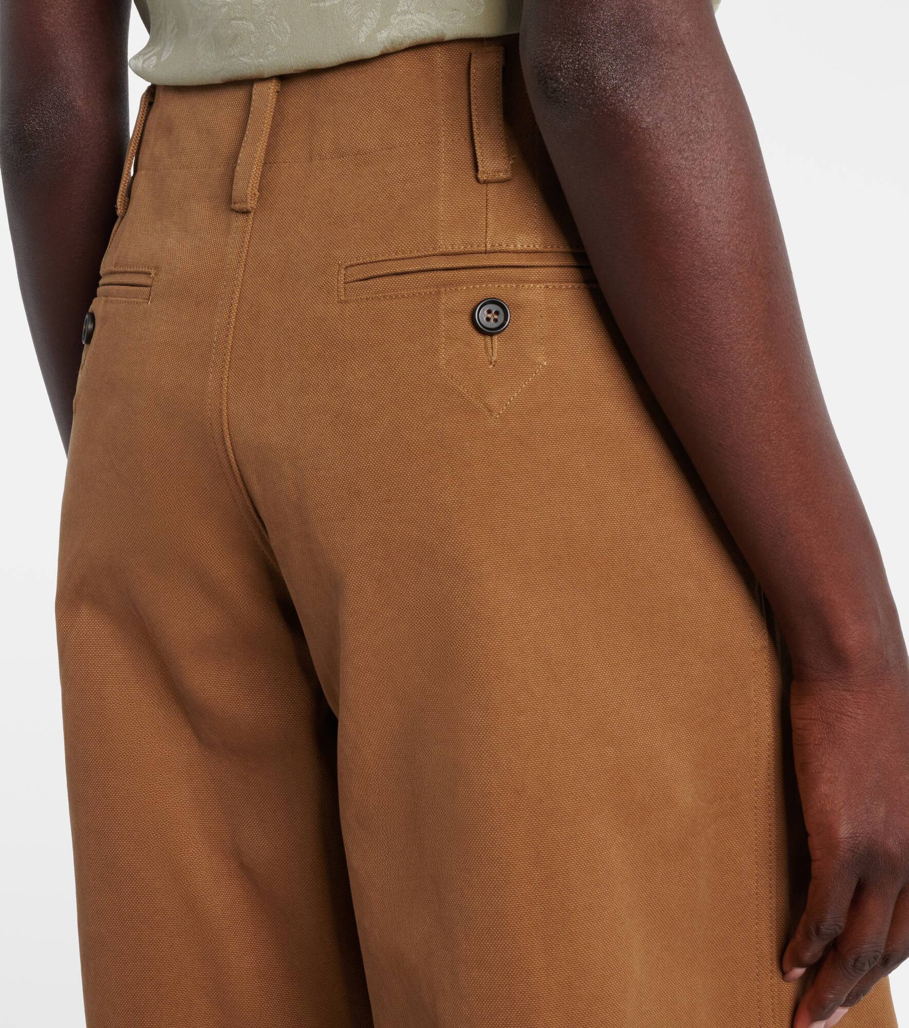 High-rise cotton canvas wide-leg pants - 6