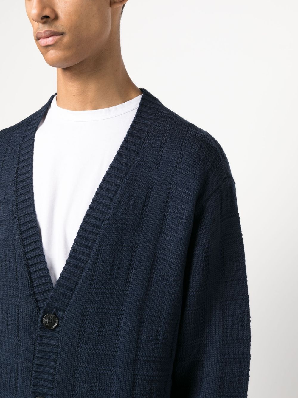 logo-intarsia wool-blend cardigan - 5