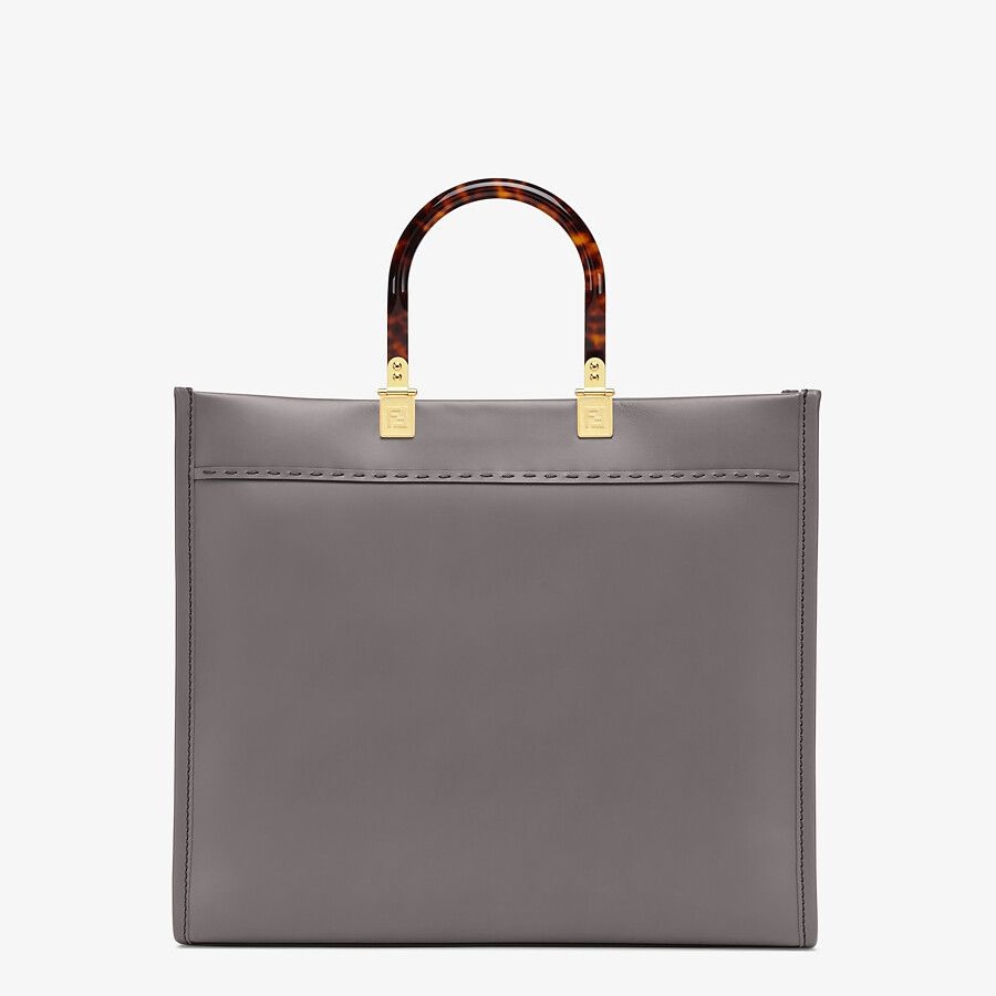 gray leather shopper - 3