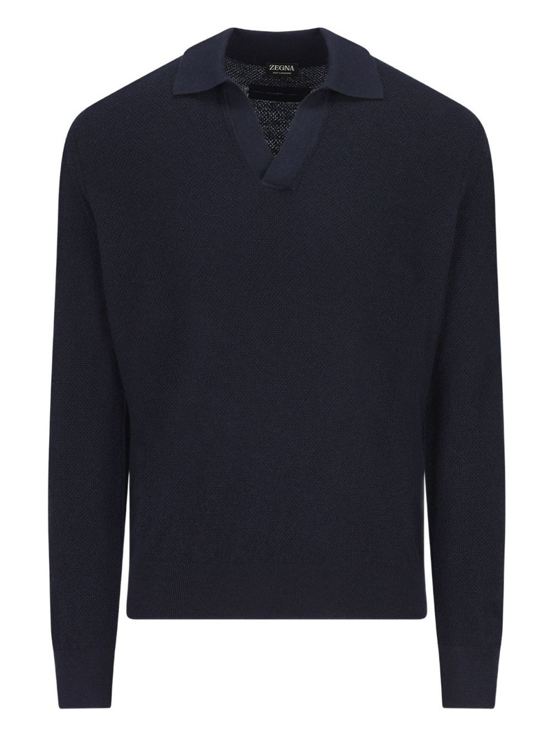 open-collar cashmere polo shirt 1