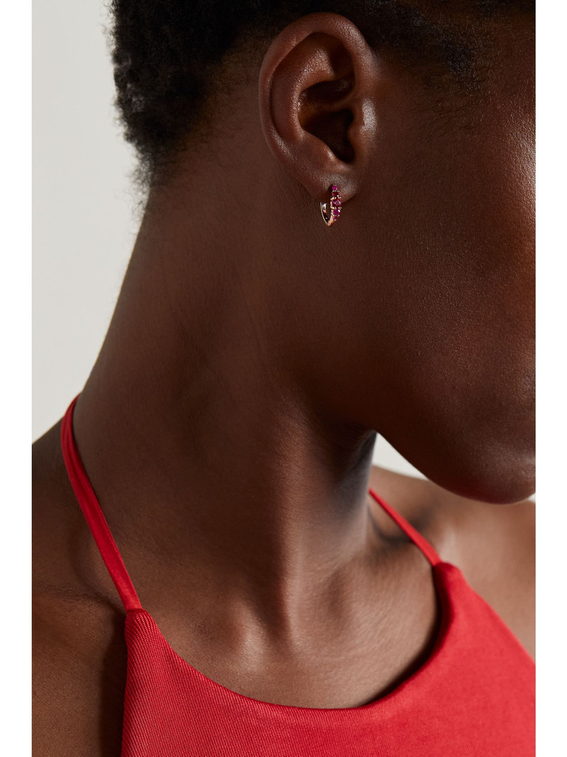 ILEANA MAKRI Rivulet medium 18-karat rose gold ruby hoop earrings Red outlook