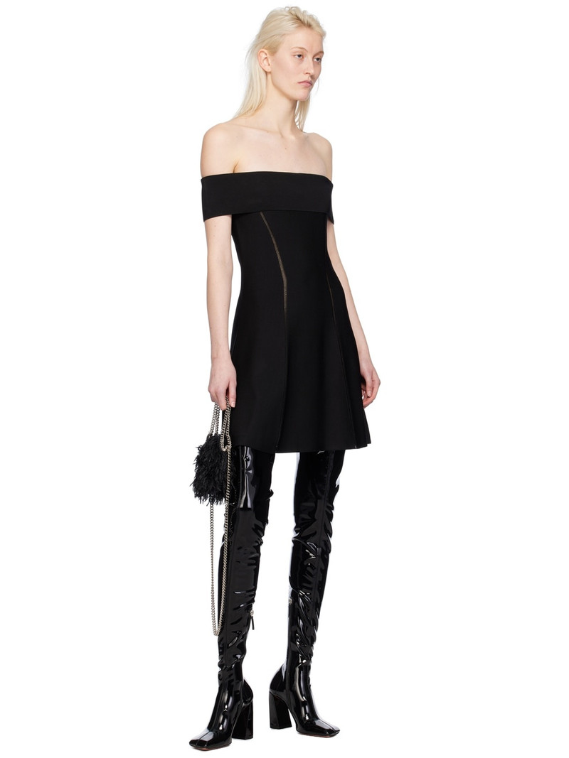 Amina Muaddi Black Marine Stretch Thigh High Boots outlook