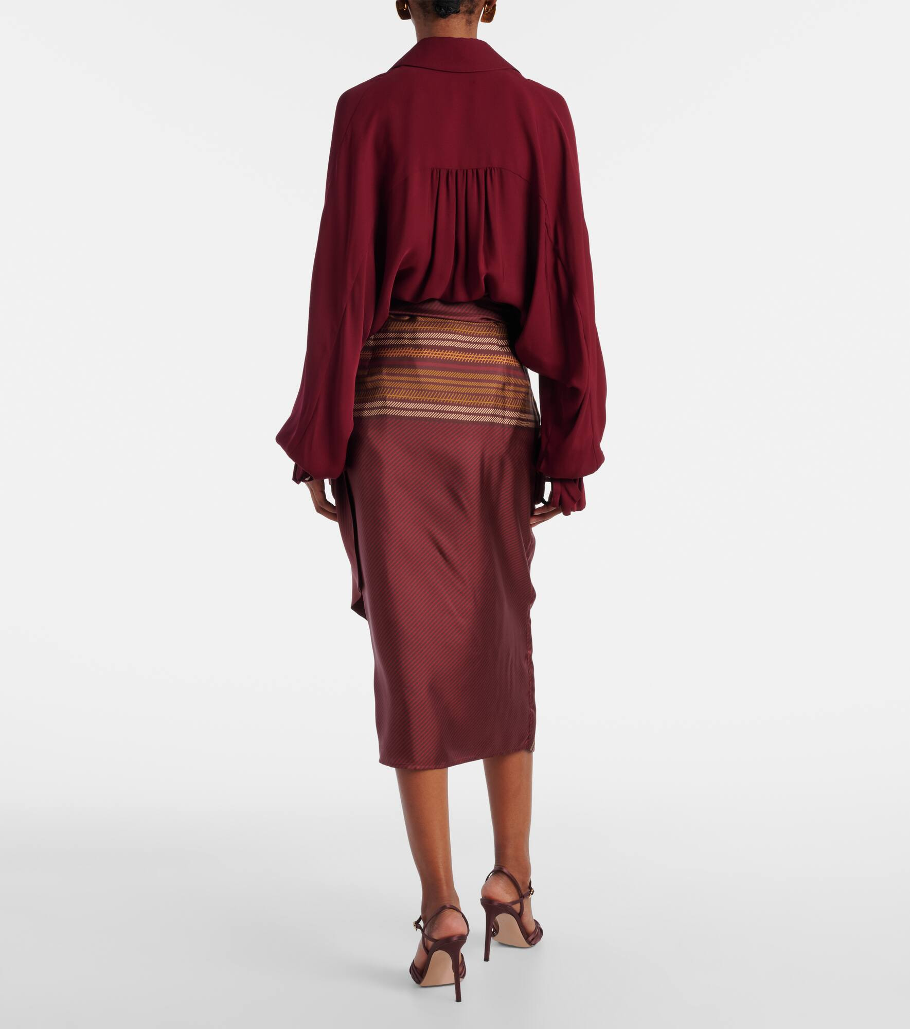 Edro striped silk wrap skirt - 3