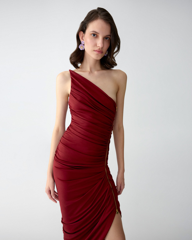 Asymmetric Ruched Midi Dress 4