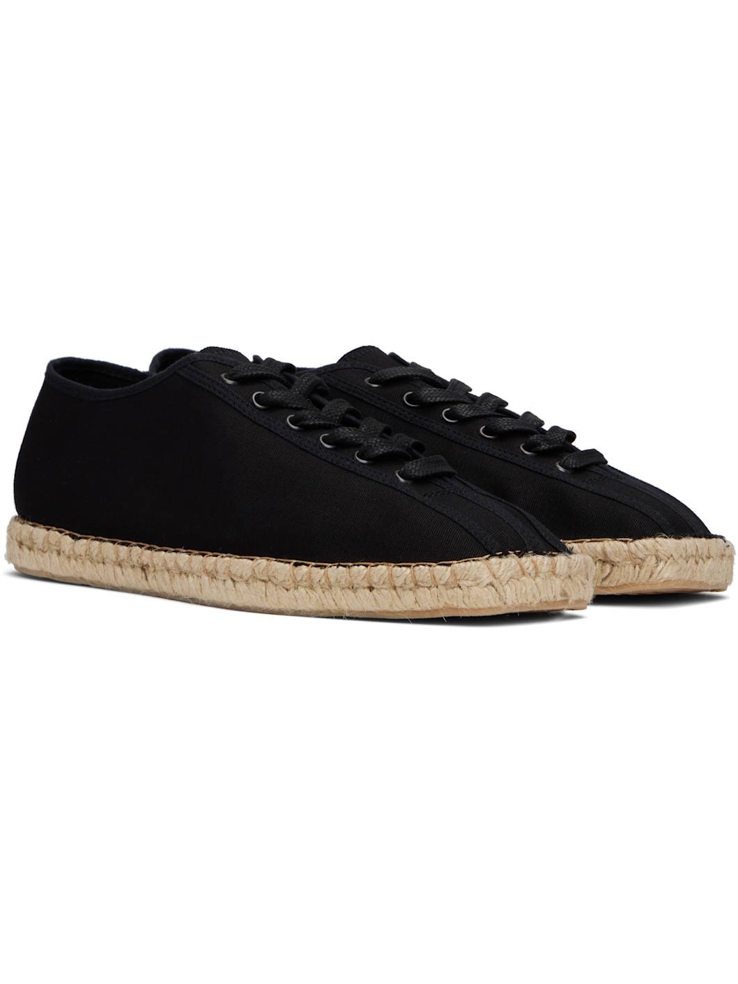 Black Linoleum Laced Espadrilles - 4