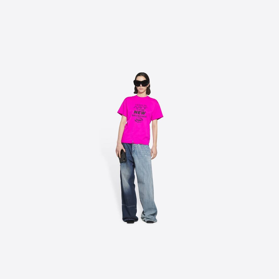 This Is Not Small Fit T-shirt in Pink/black - 6