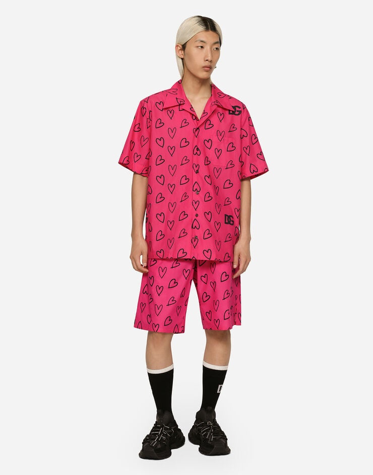 Cotton jogging shorts with DG heart print - 2