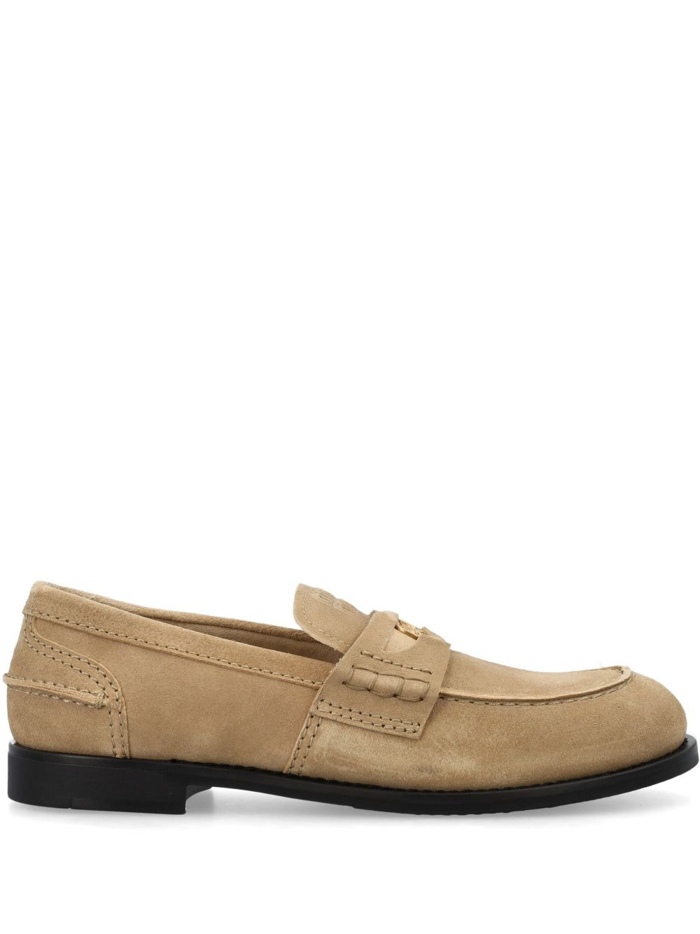logo-plaque suede loafers - 1