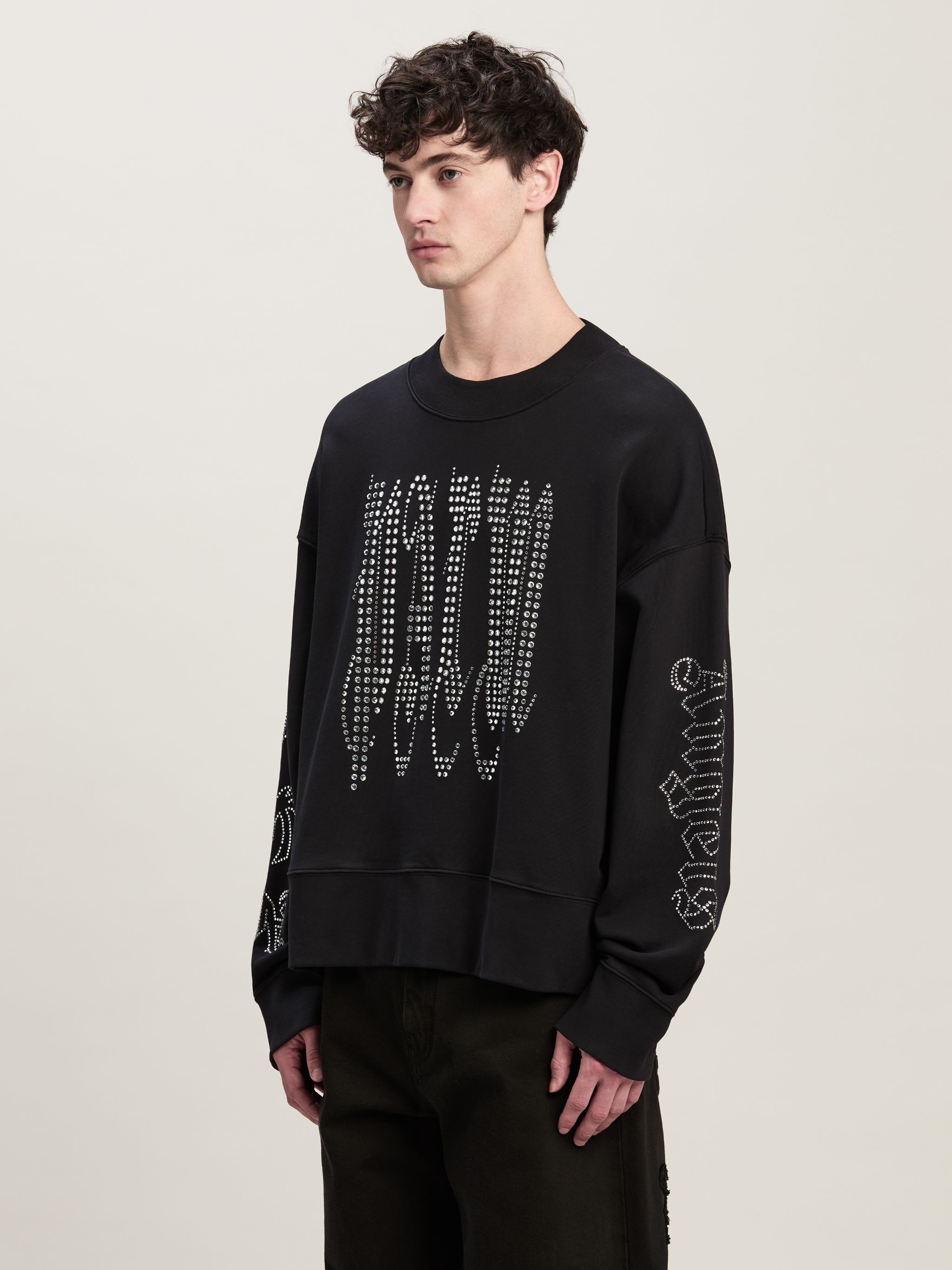 Palm Angels Gothic Logo Studded Crewneck | REVERSIBLE