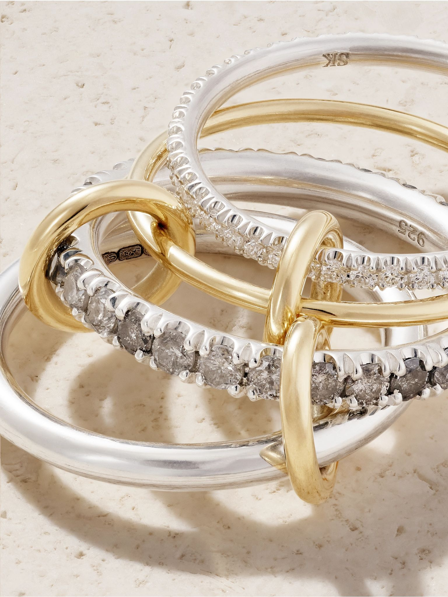 Arla sterling silver and 18-karat gold diamond ring Gold - 4
