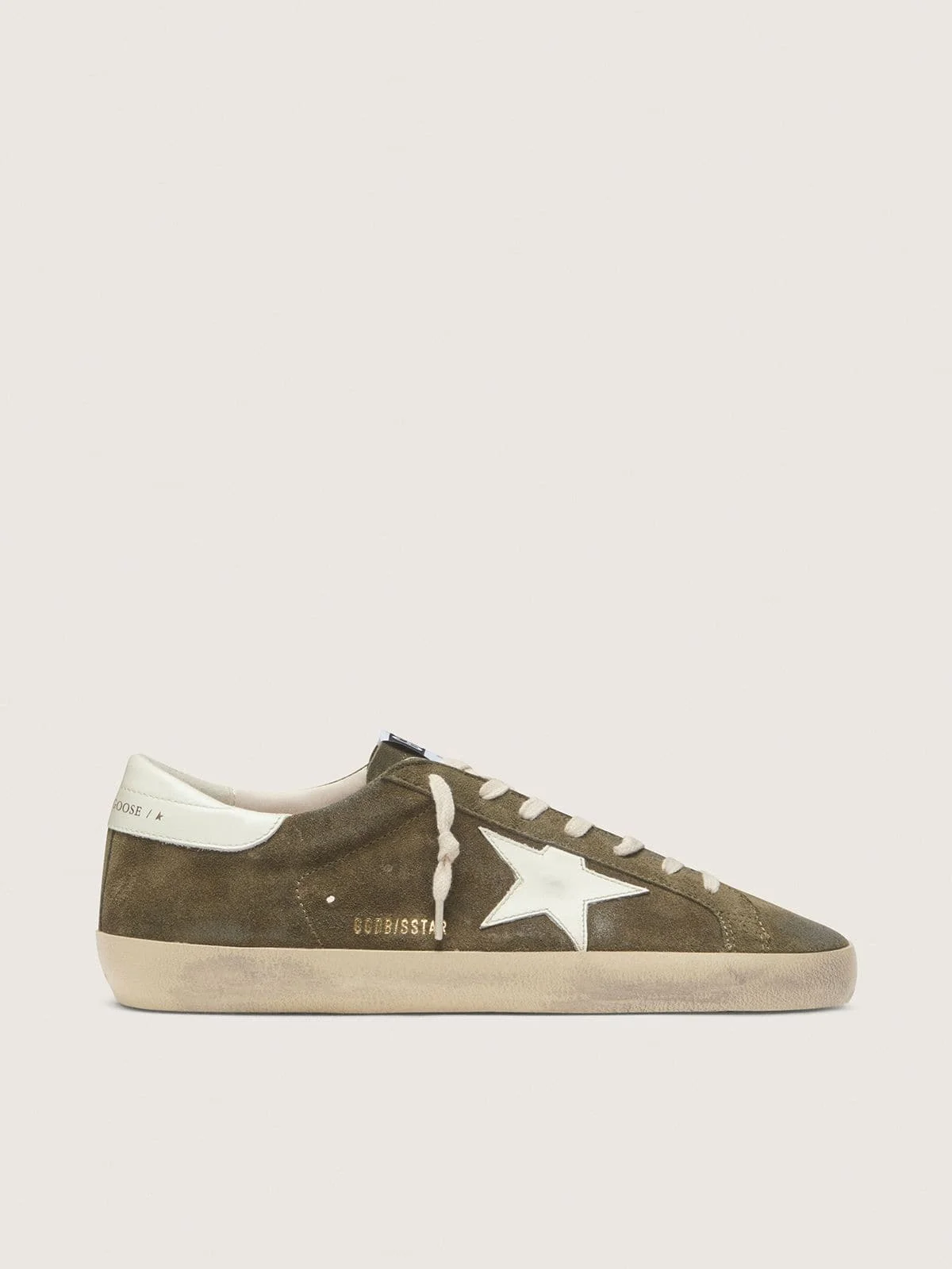 Men’s Super-Star in olive-green suede with white leather star - 1