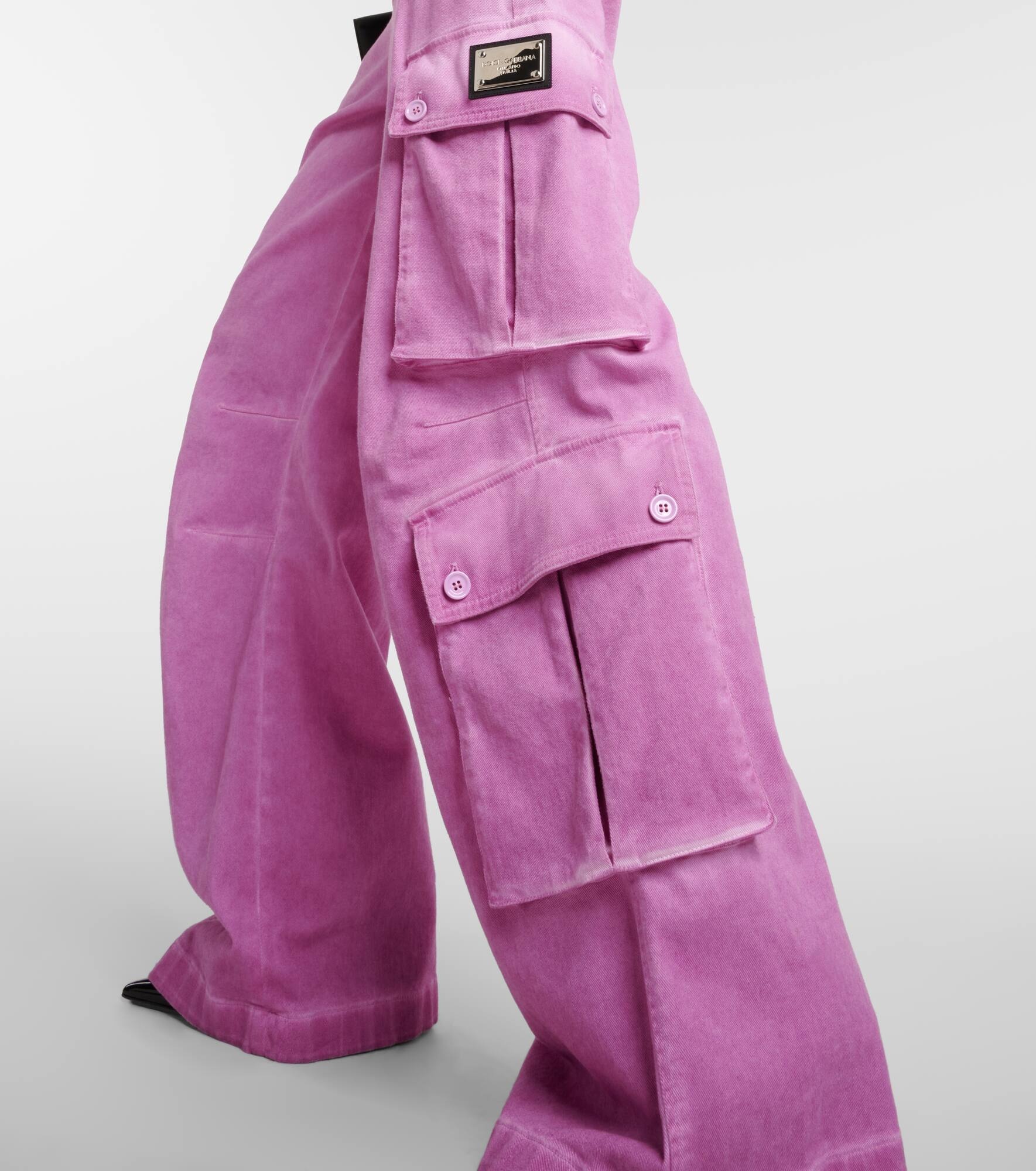 Mid-rise cotton flared cargo pants - 5