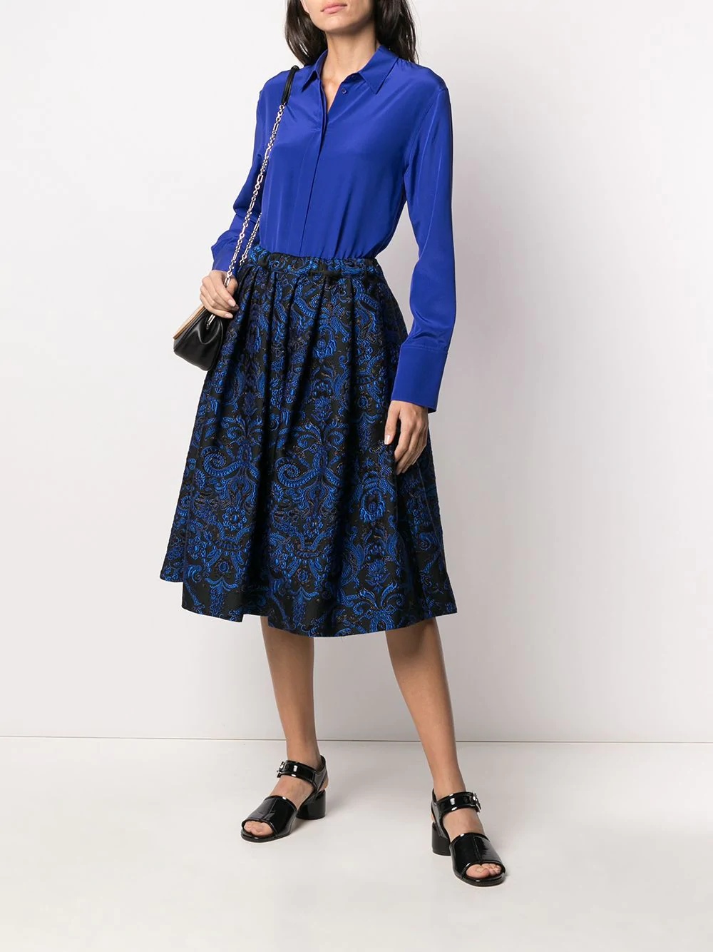 pleated floral embroidered skirt - 2