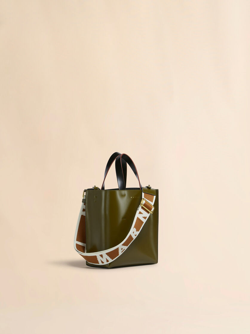 DEEP GREEN BROWN AND BLACK LEATHER MUSEO MINI BAG - 6