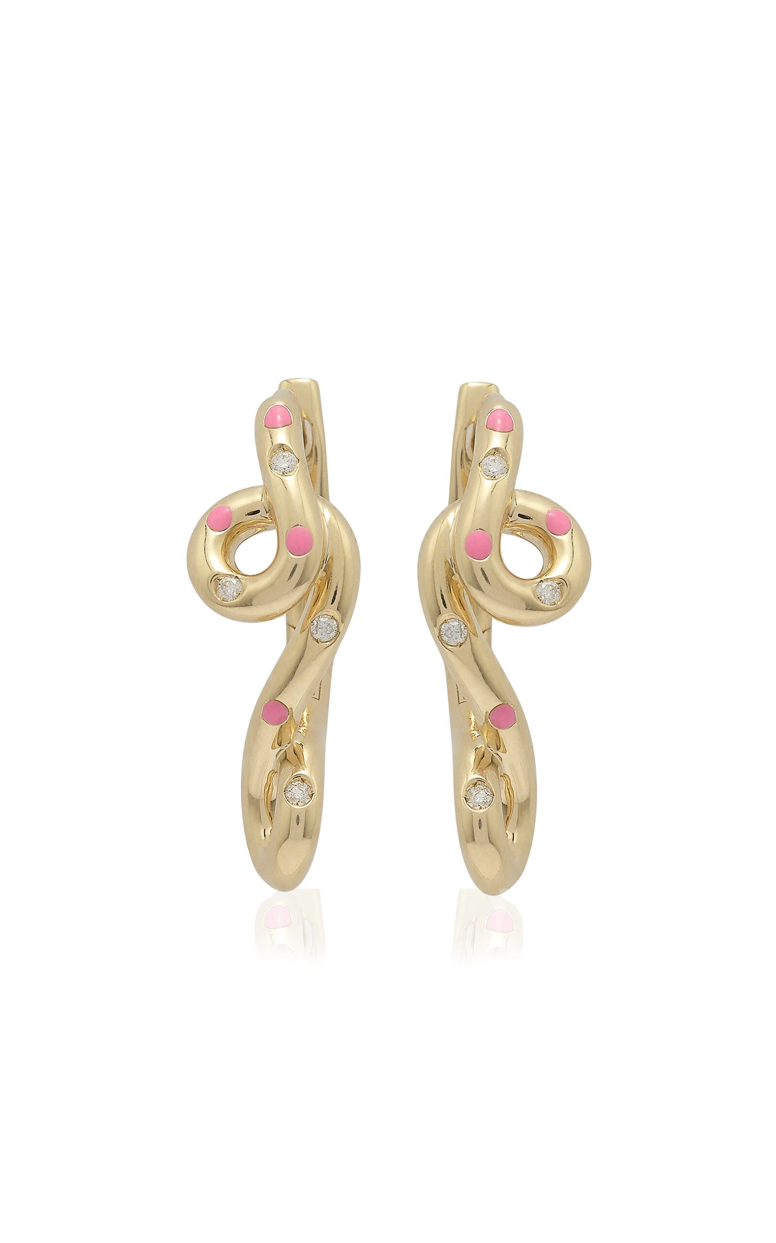 9k Yellow Gold Double Wave Hoop Earrings gold - 1
