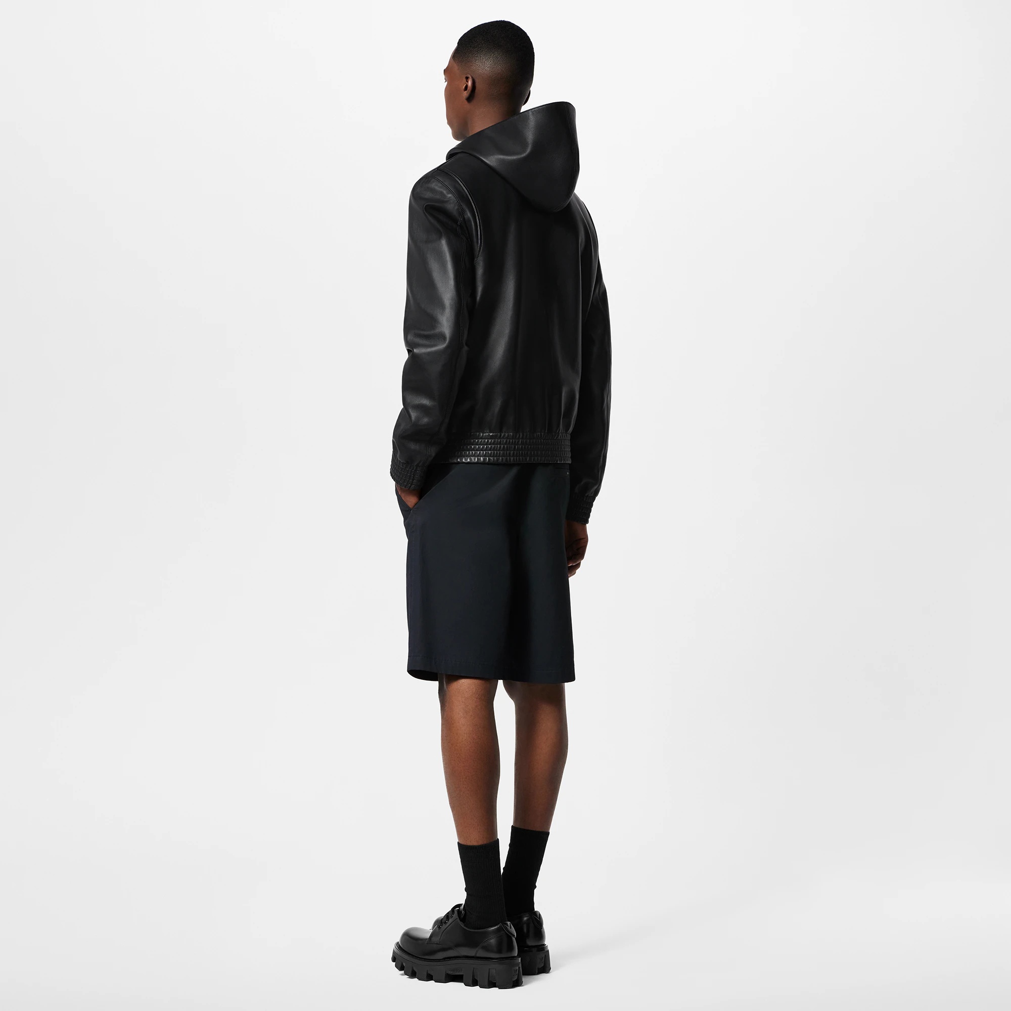 Zipped Leather Hoodie - 3