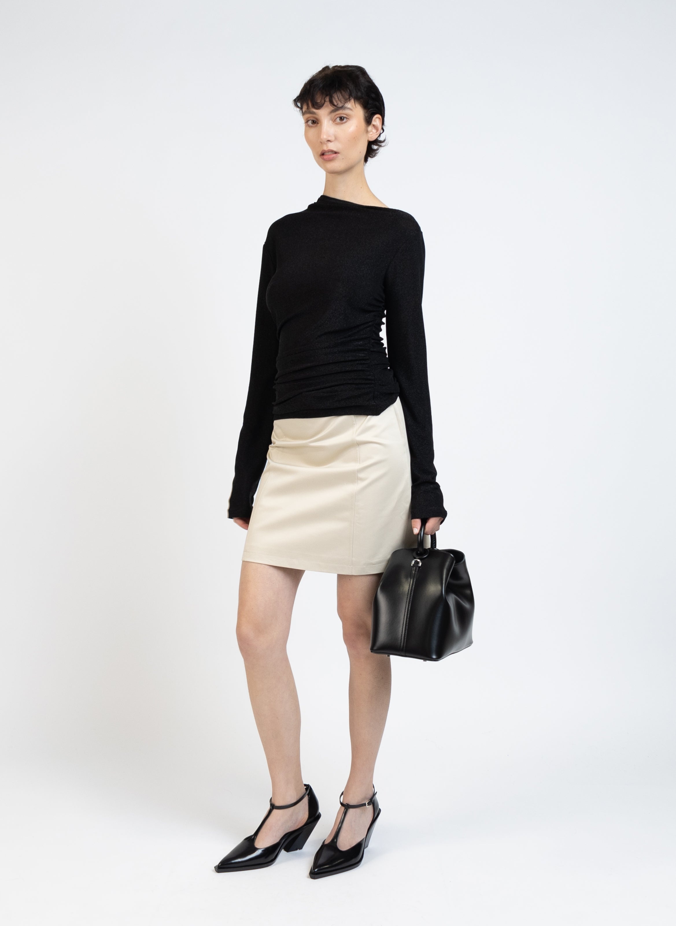 Gabardine Mini Skirt/Beige - 3