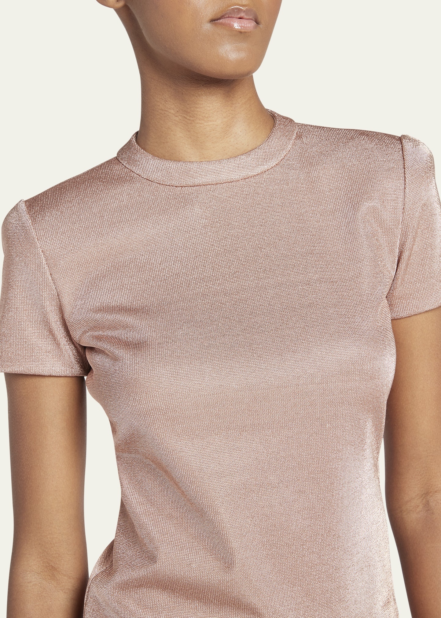 Metallic Short-Sleeve Bonded Jersey Tee - 5