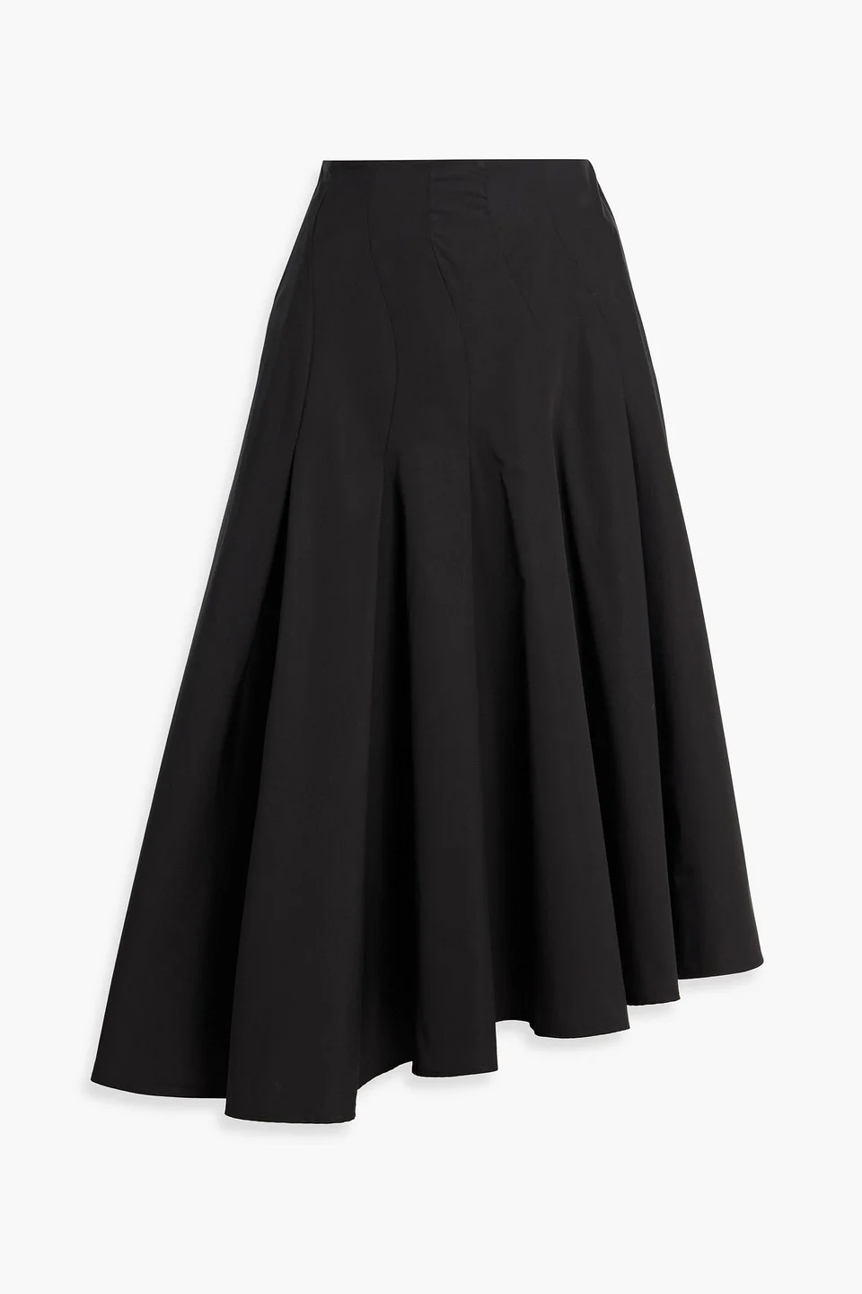Rio asymmetric cotton-poplin midi skirt - 1