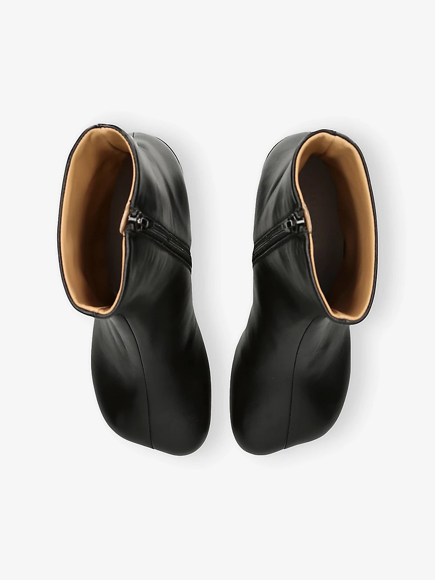 Round-toe leather heeled ankle boots - 3