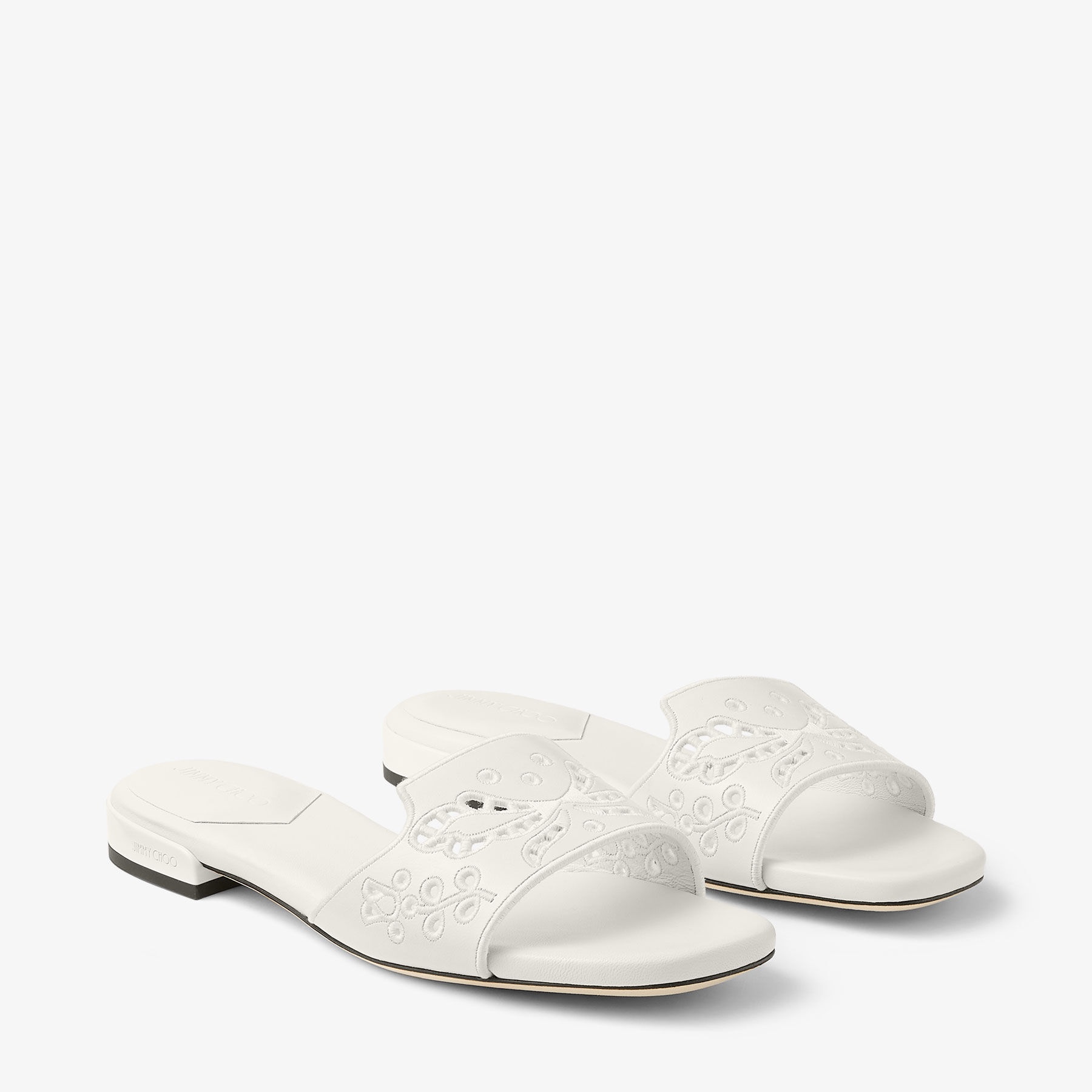 Ariane Flat
Latte Nappa Leather Slide with Sangallo Embroidery - 3