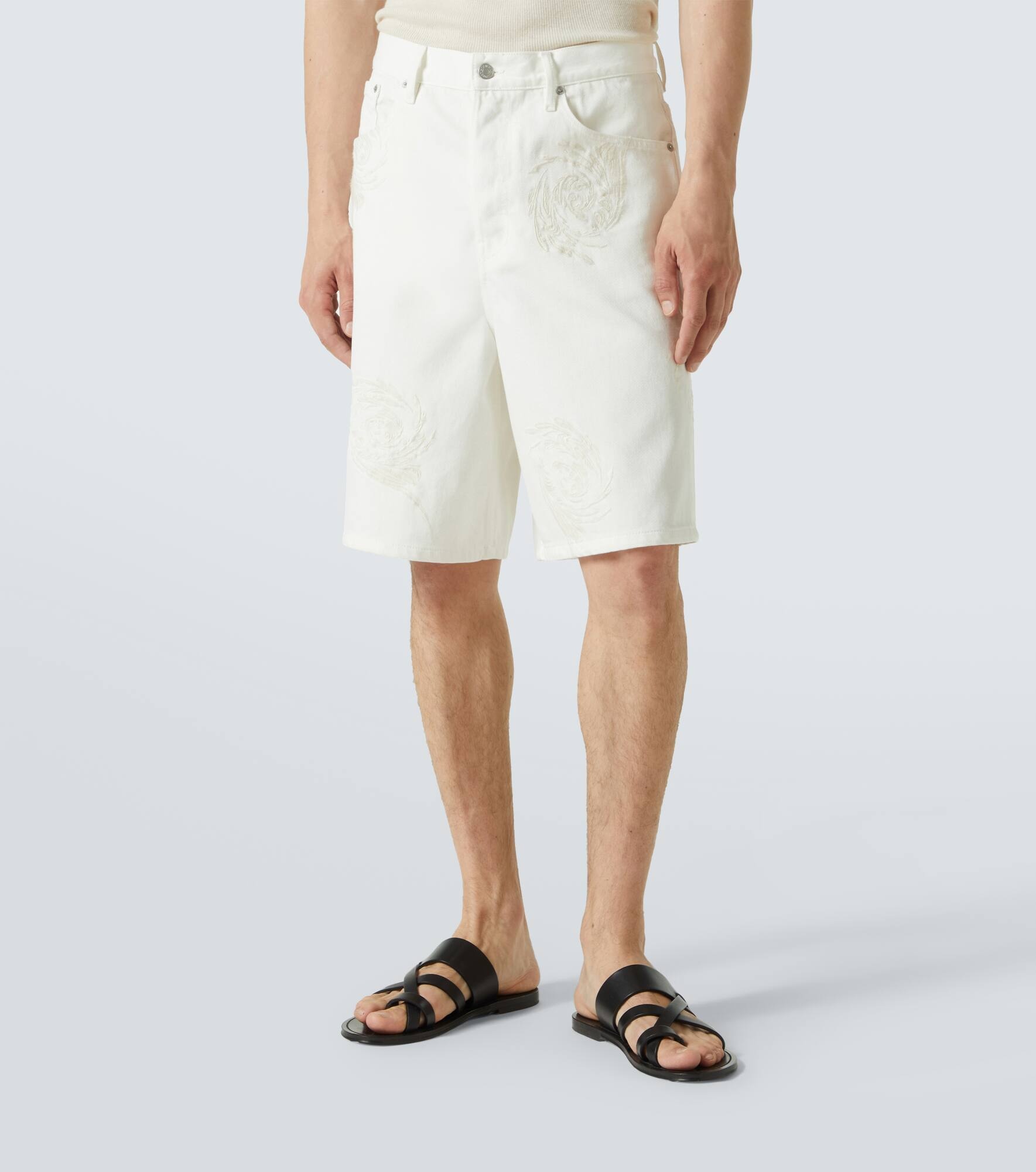 Embroidered denim Bermuda shorts - 3