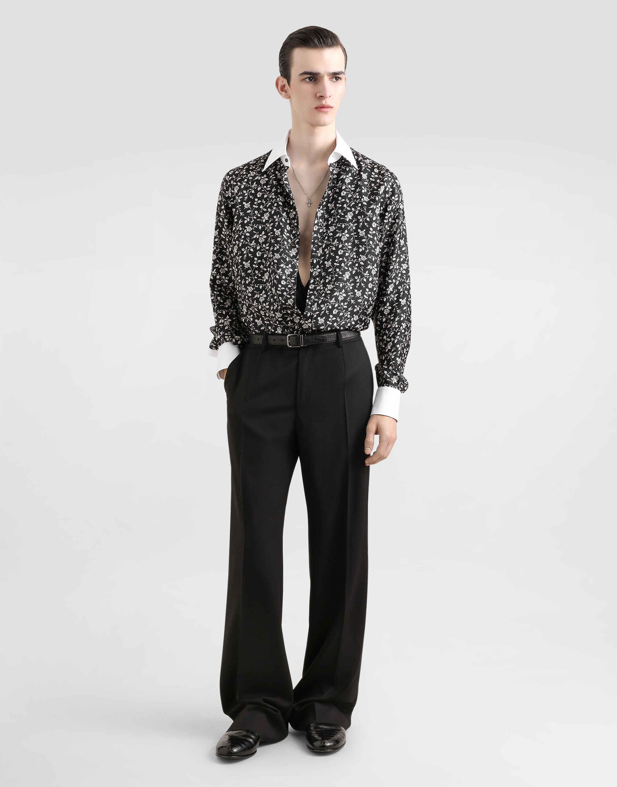 Silk shirt with tie print - 2
