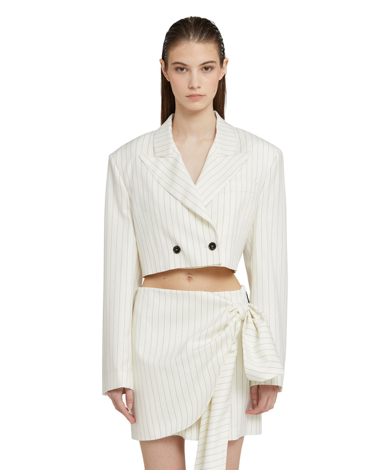 MSGM Fresh wool pinstripe crop jacket outlook