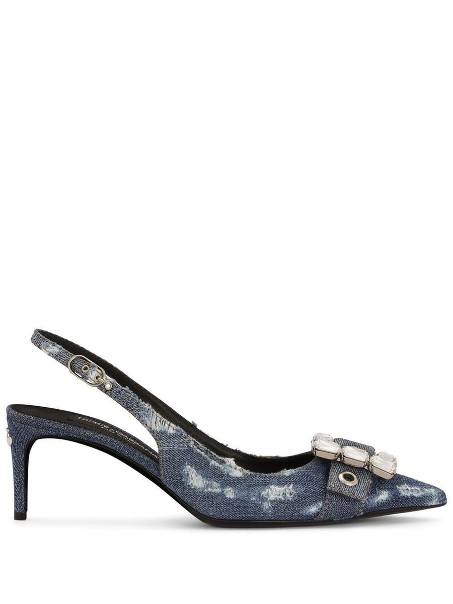 DOLCE & GABBANA Denim patchwork slingback pumps - 1