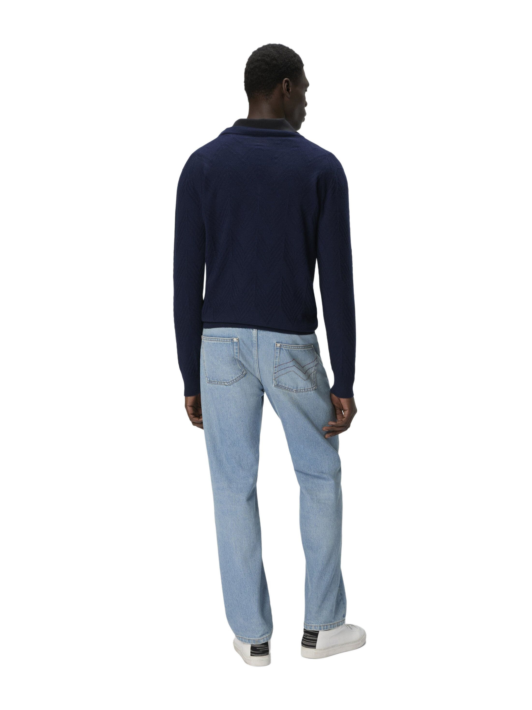 Missoni Tonal Cashmere V-neck And Zigzag Pullover in Navy at Nordstrom - 3