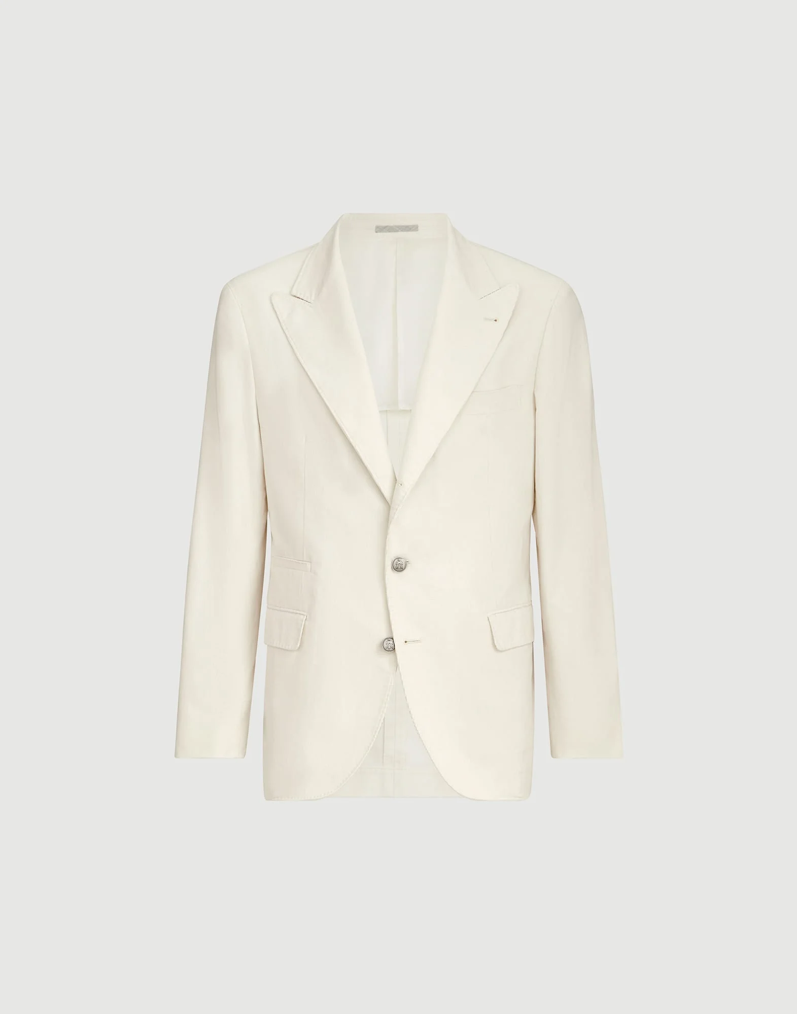 Sea Island cotton narrow wale corduroy deconstructed blazer with large peak lapels and metal buttons - 1